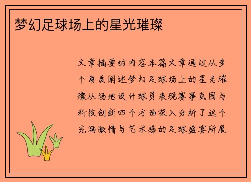 梦幻足球场上的星光璀璨